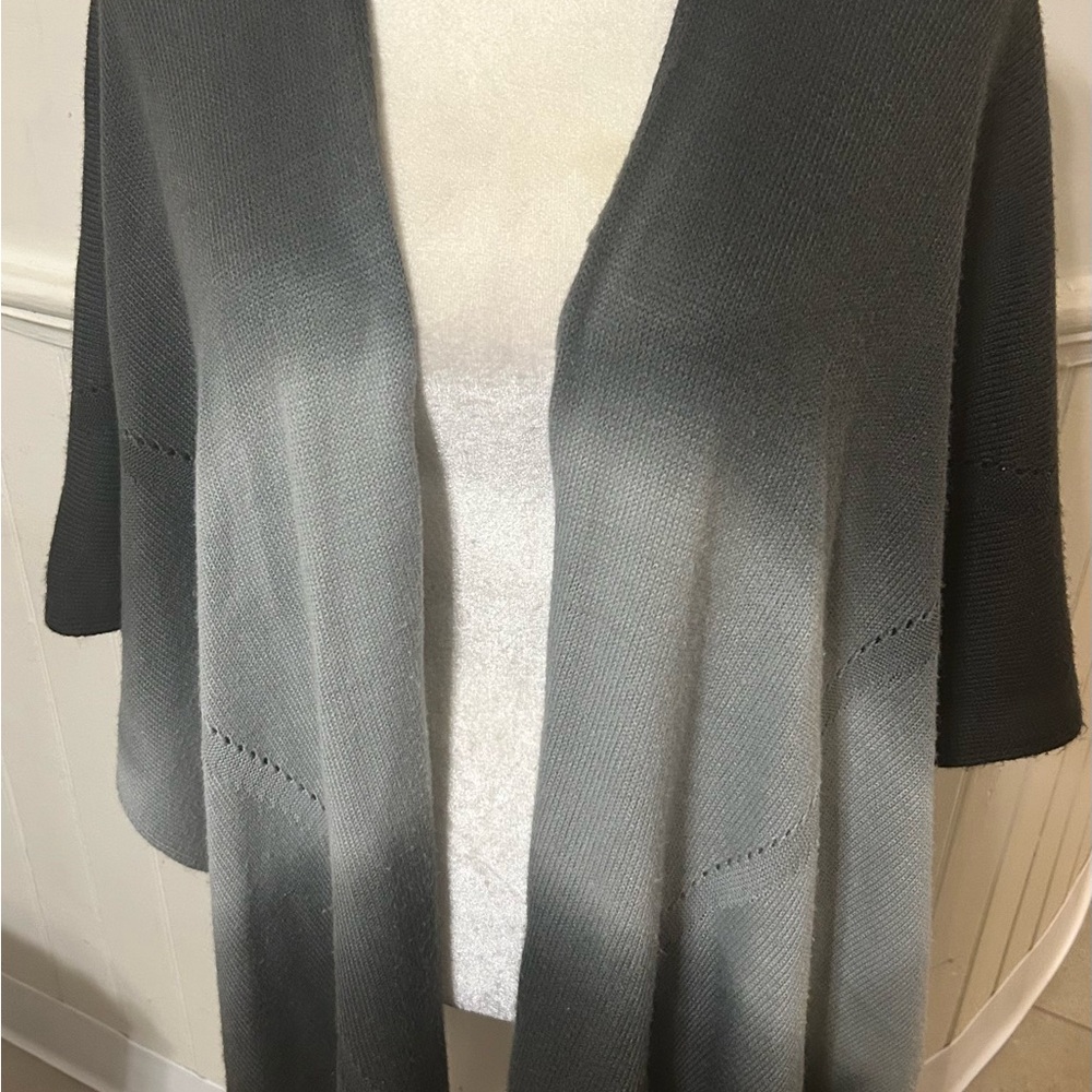 Vince Camuto Gray And Black Ombré Open Front Asymmetrical Cardigan-One Size